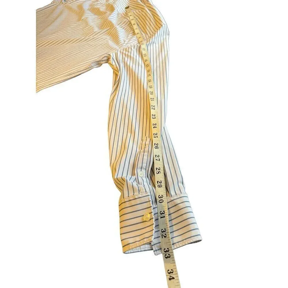 Zara Men’s Slim Fit Striped Long Sleeve Button-Up Shirt Blue Size XL